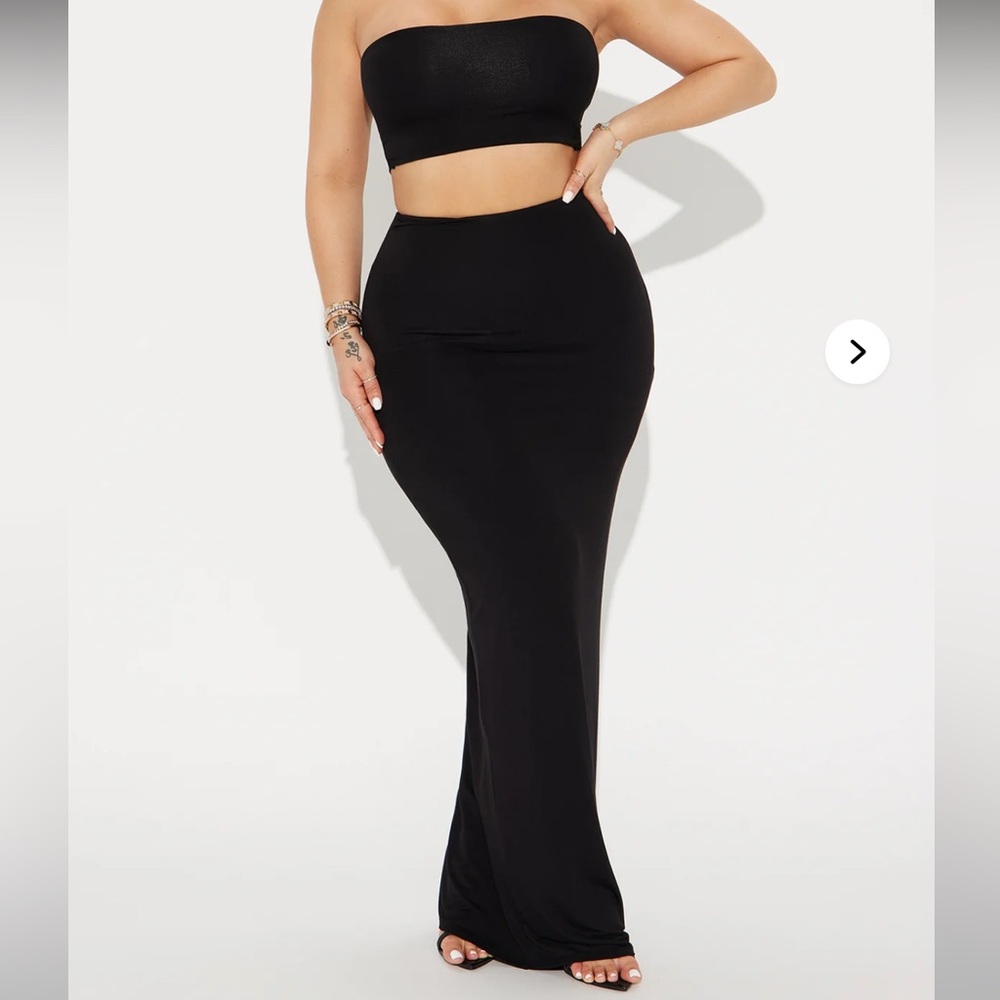 Fashion Nova Black Maxi Skirt Set